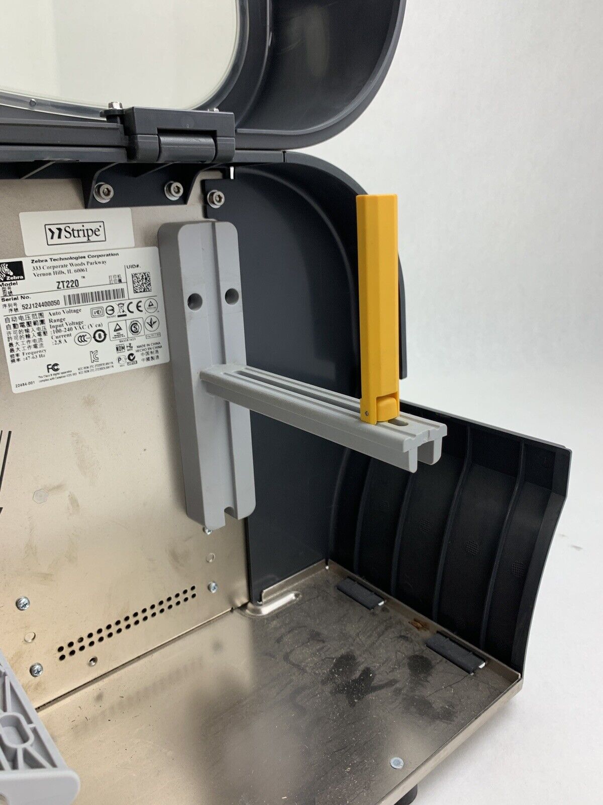 Zebra ZT220 ZT22042-D01000FZ Thermal Label Printer Tested Missing Clamp Handle