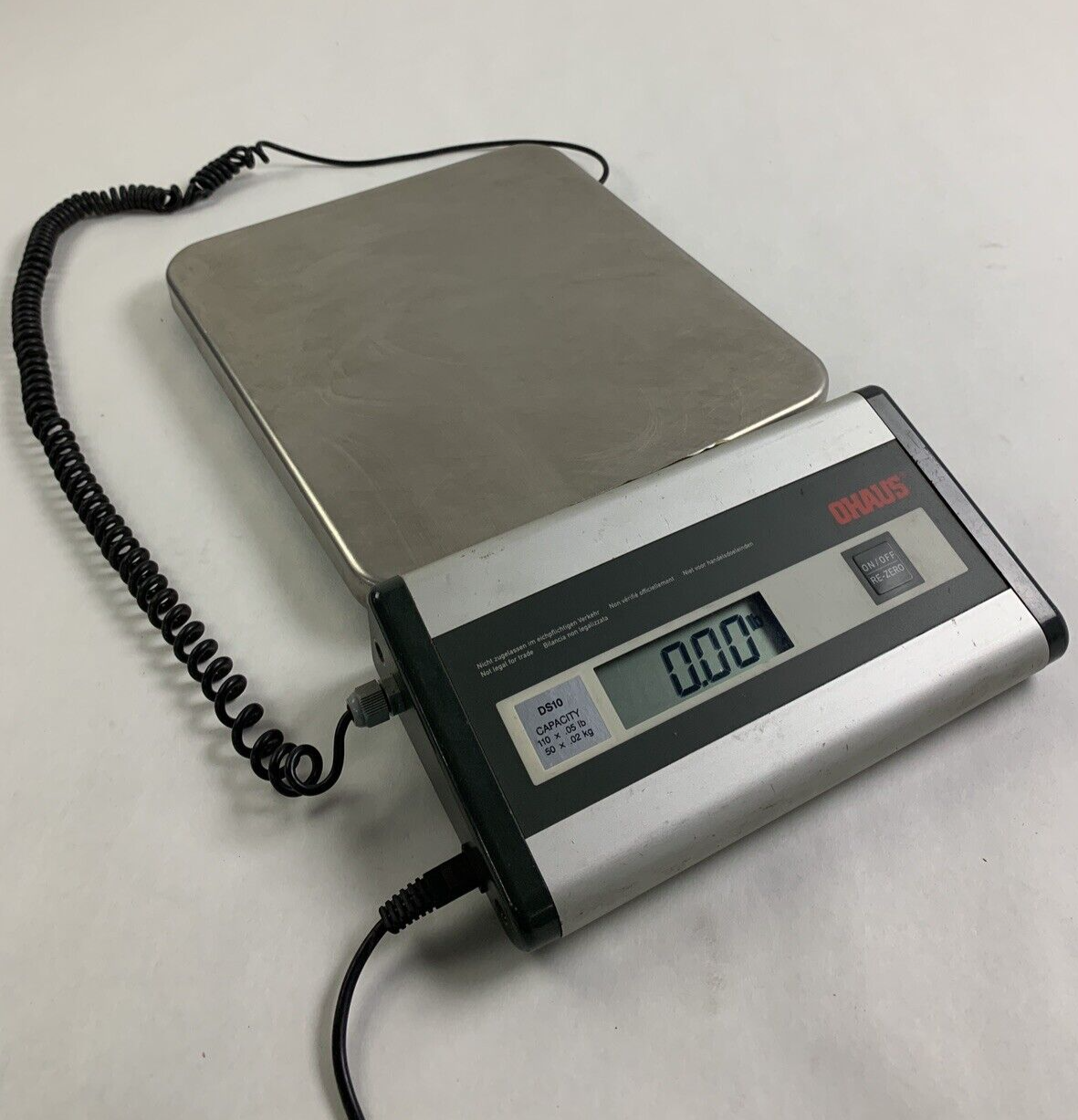 Ohaus DS-10 110 x 0.05lb Platform Shipping Scale Tested W/ Power Supply