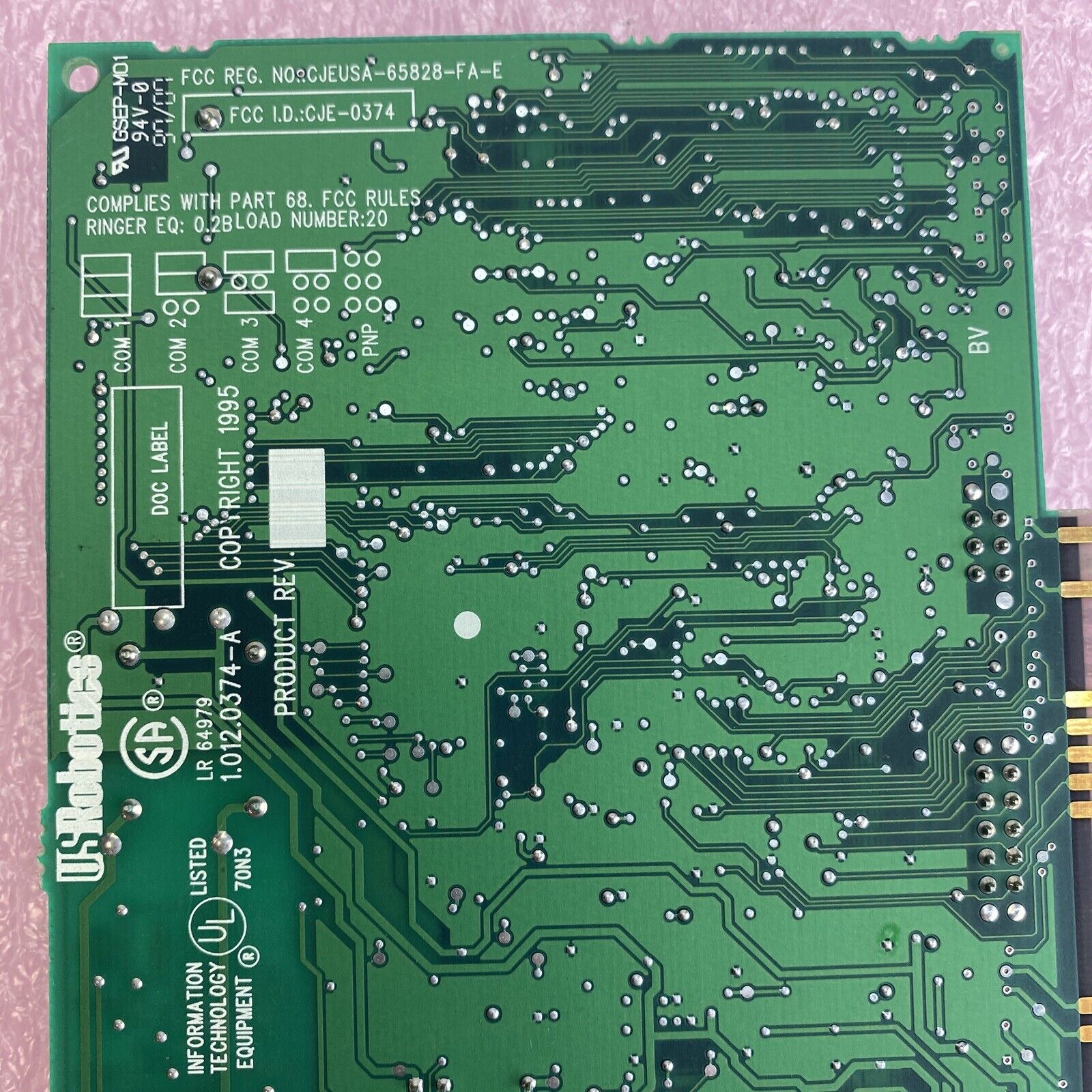 US Robotics LR 64979 1.012.0374-A Vintage circa 1995 Fax Modem