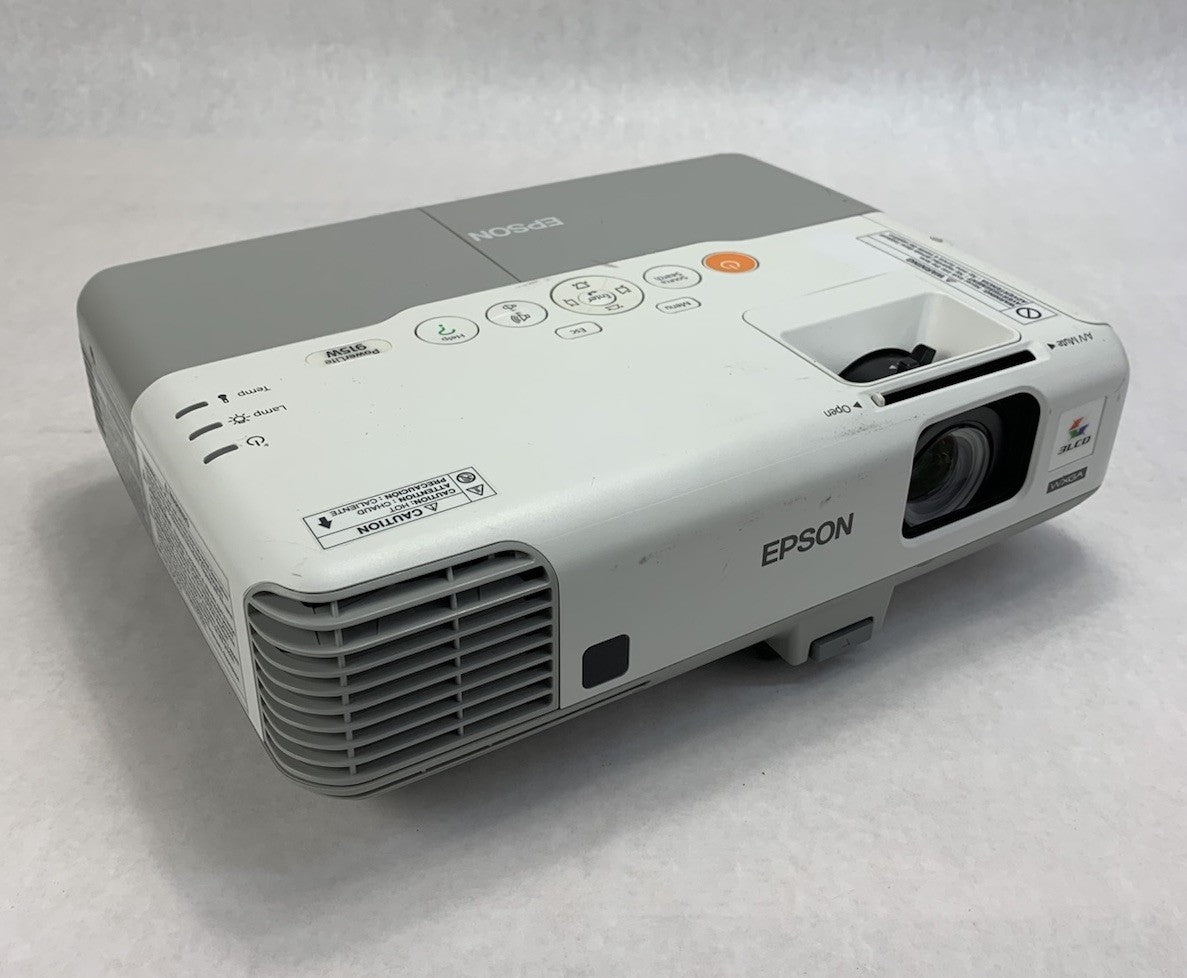 Epson H388A PowerLite 915W Projector 1293 Lamp Hours No Remote - Yellow Display0