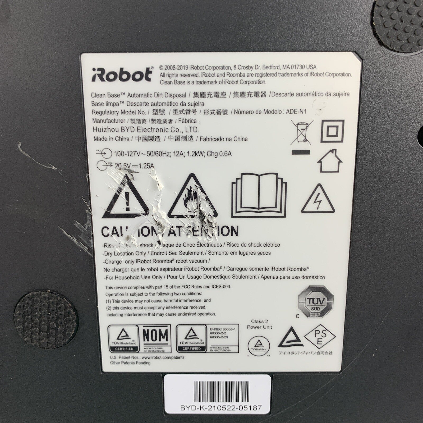 iRobot ADE-N1 Clean Base Automatic Dirt Disposal Tested No Disposable Bag