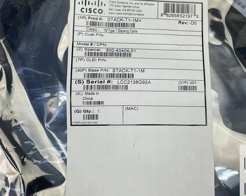 Cisco STACK-T1-1M Stacking Cable 1M / 800-40404-01