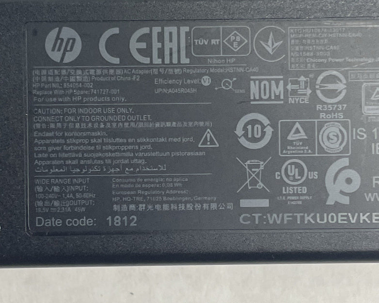 HP HSTNN-CA40 19.5V 45W Power Adapter 744481-002 Lot of 5
