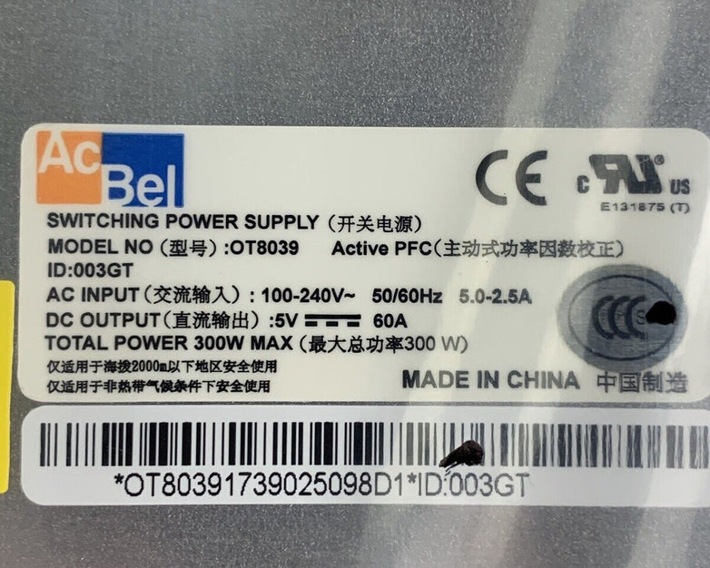 New Box Opened ACbel Switching Power Supply OT8039 100-240V 50/60Hz 300W 5V-60A
