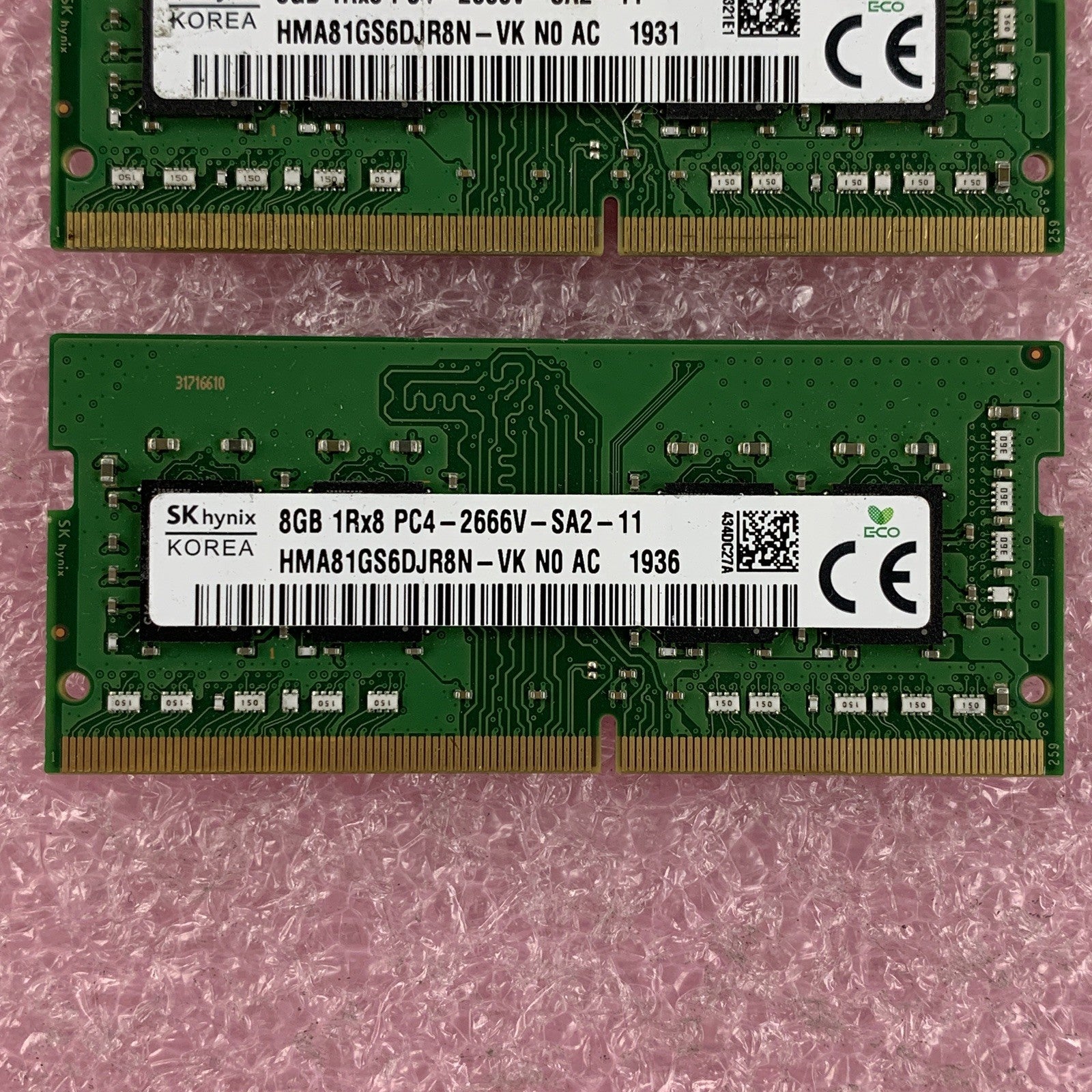 SK Hynix HMA81GS6CJR8N-VK 8 GB PC4-2666V DDR4 Laptop Memory RAM Lot of 3