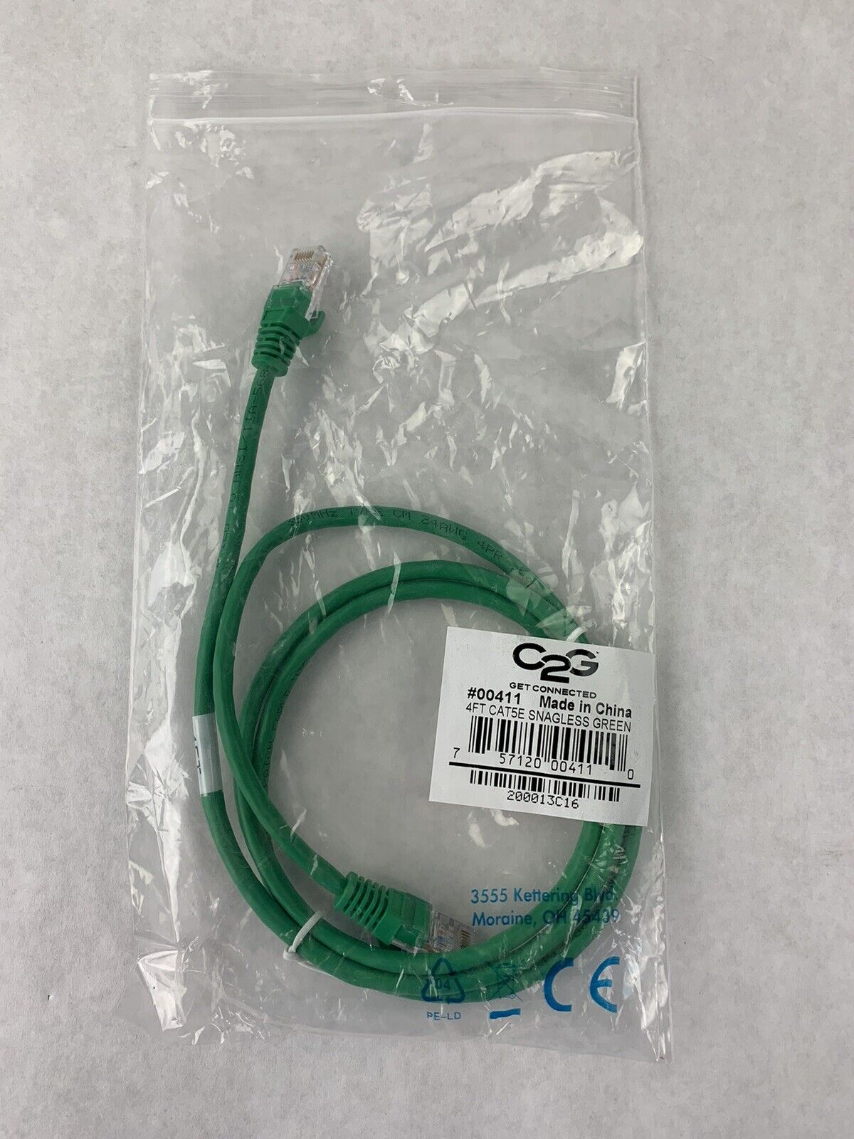 Lot( 5 ) 4ft Green Cat5e C2G 0041 Snagless Unshielded UTP Ethernet Patch Cable