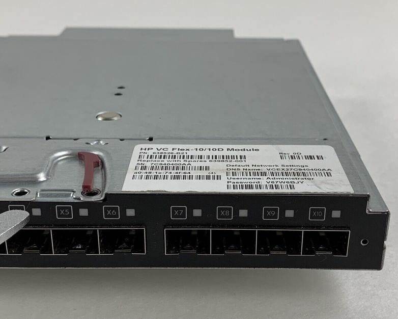 HPE Virtual Connect Flex-10/10D Module 638526-B21 Self Tested Broken Clip