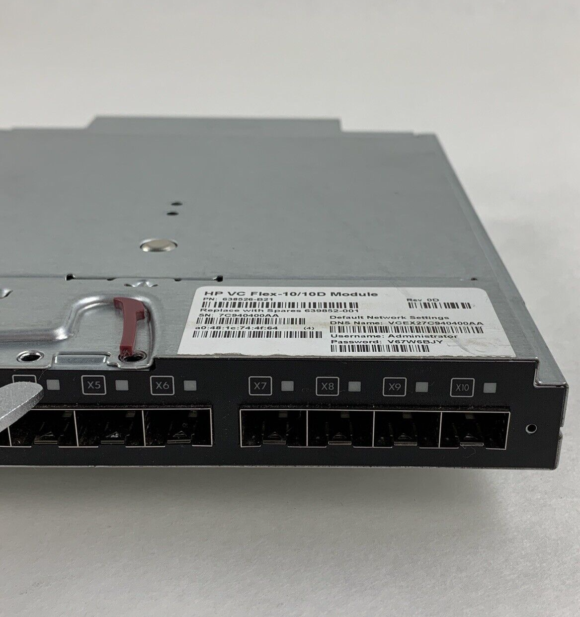 HPE Virtual Connect Flex-10/10D Module 638526-B21 Self Tested Broken Clip