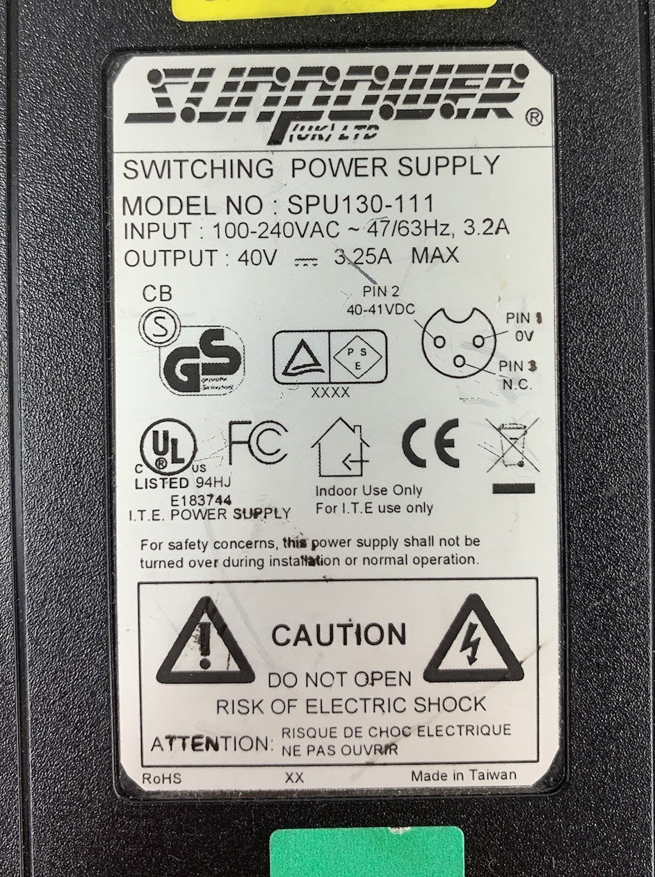 Sunpower SPU130-111 48V 2.7A 3-Pin Connector AC Adapter Switching Power Supply