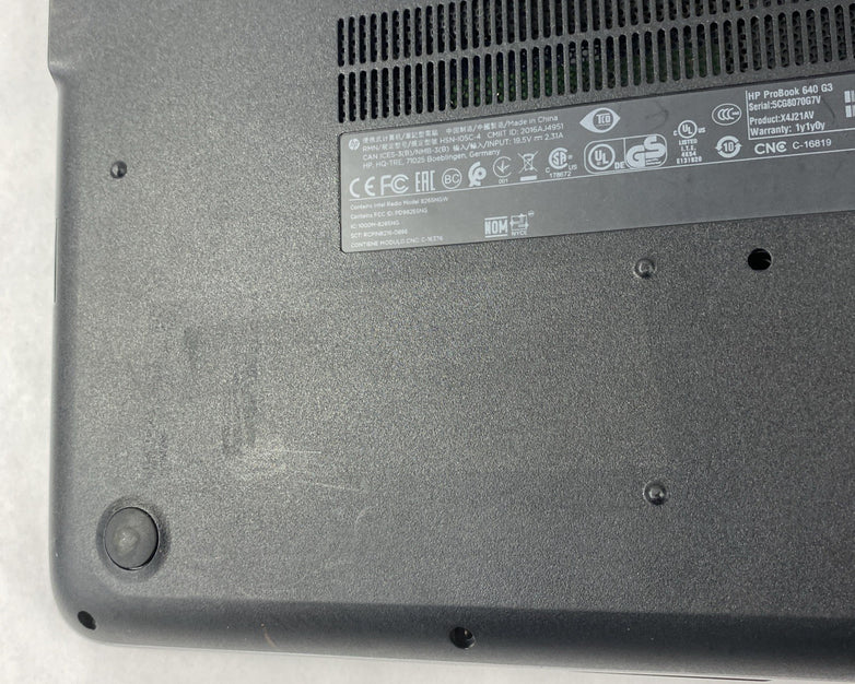 HP ProBook 640 G3 Core i5-7200U 2.50 GHz 8 GB RAM 14" No Battery No HDD No OS