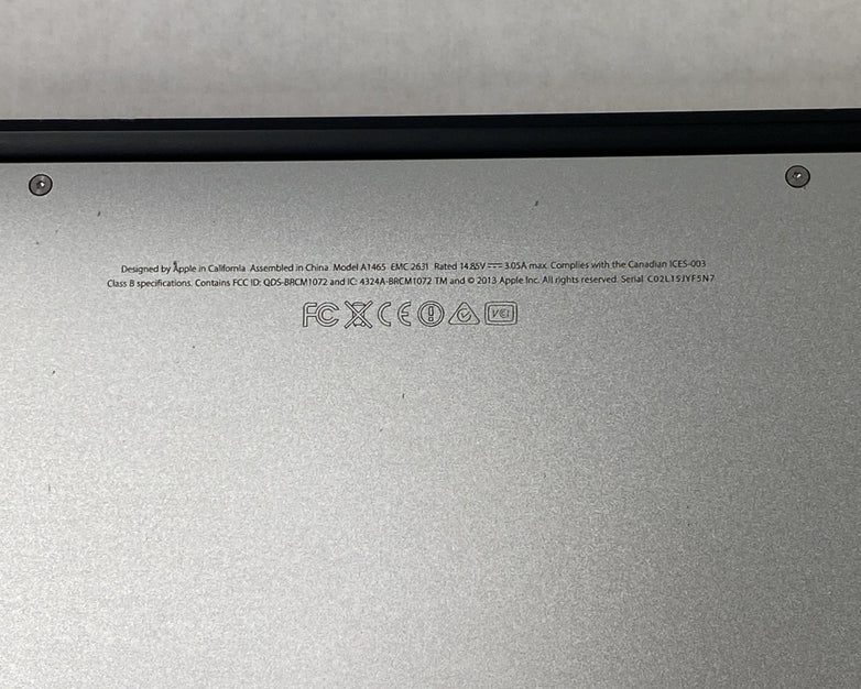 Apple A1465 MacBook Air 2013 11" 1.3Ghz i5 4GB RAM 120GB SSD macOS 11.7.1