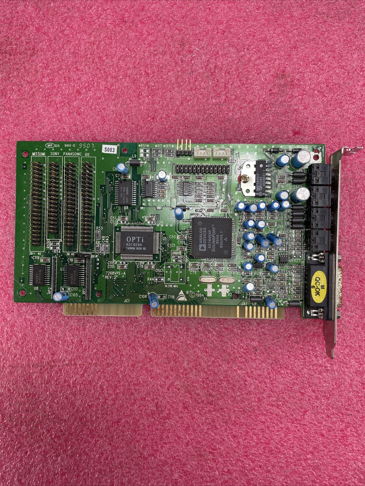 Analog Devices AD1845XP OPTI 7268VPE-A 929-0128 ISA Audio Card5