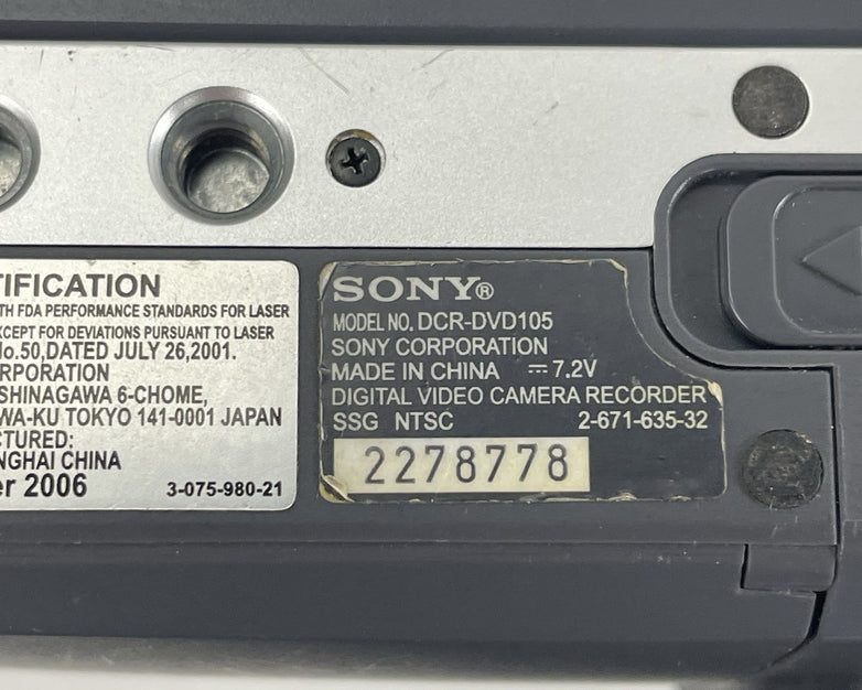 Sony Handycam DCR-DVD105E Tested & Reset No Power Cord No Disc
