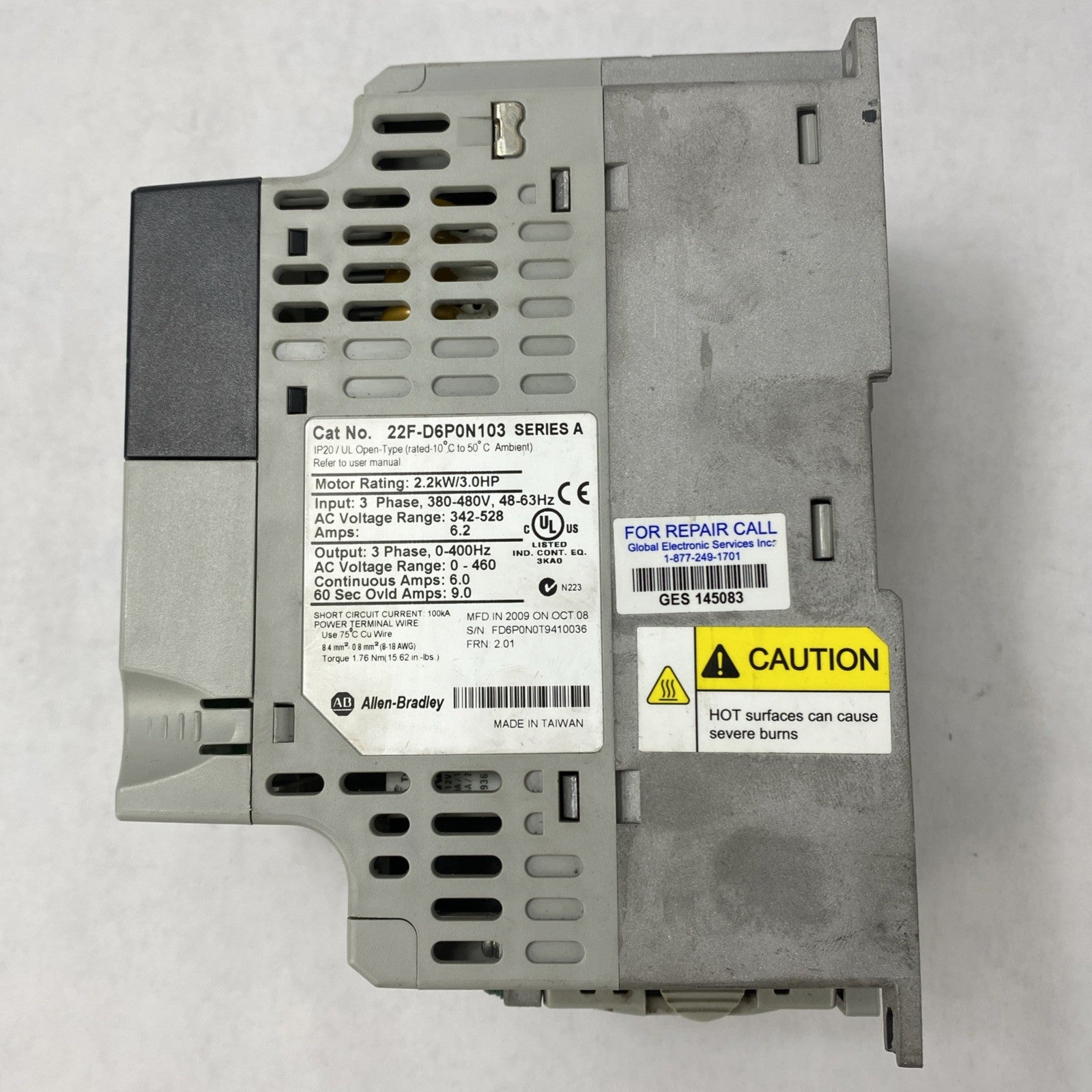 Allen Bradley Power Flex 22F-D6P0N103  Untested Parts or Repair3