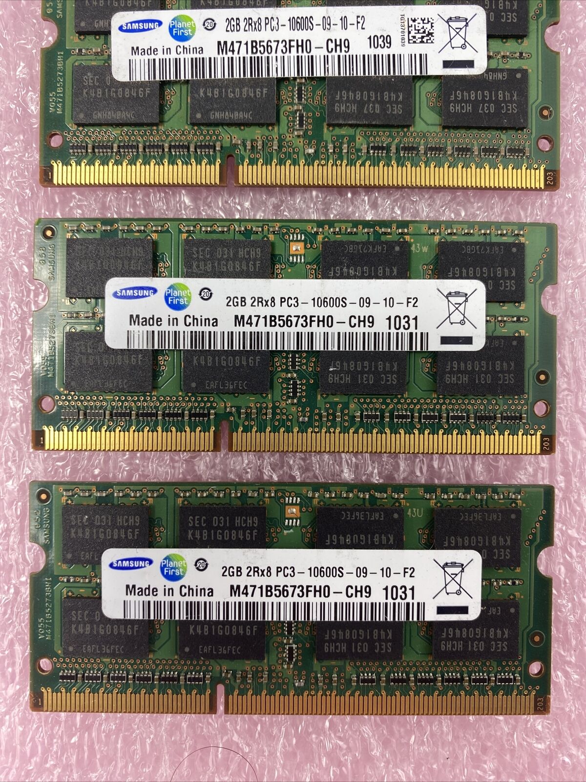 Lot ( 4 ) 2GB Samsung M471B5673FH0-CH9 2Rx8 PC3-10600S Laptop Memory RAM