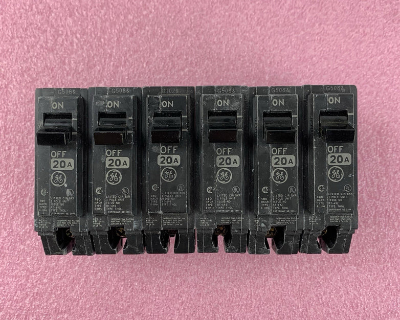 GE RT-692 THQB120 Circuit Breaker 1 Pole 20 Amp Untested Lot of 6x