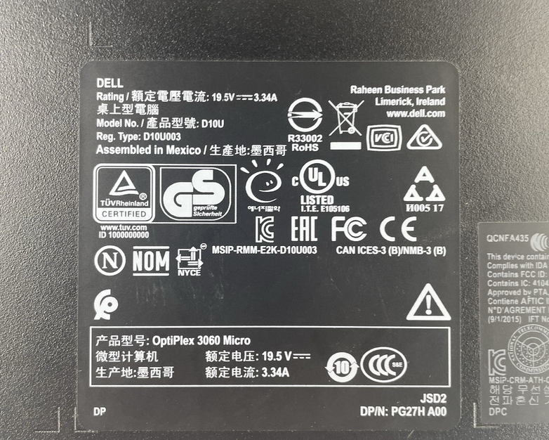 Dell Optiplex 3060 Micro i3-8100T 3.10 GHz 8 GB RAM W/AC No SSD/OS/Antenna