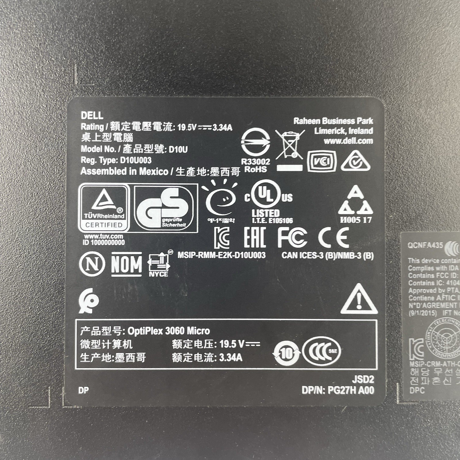 Dell Optiplex 3060 Micro i3-8100T 3.10 GHz 8 GB RAM W/AC No SSD/OS/Antenna10