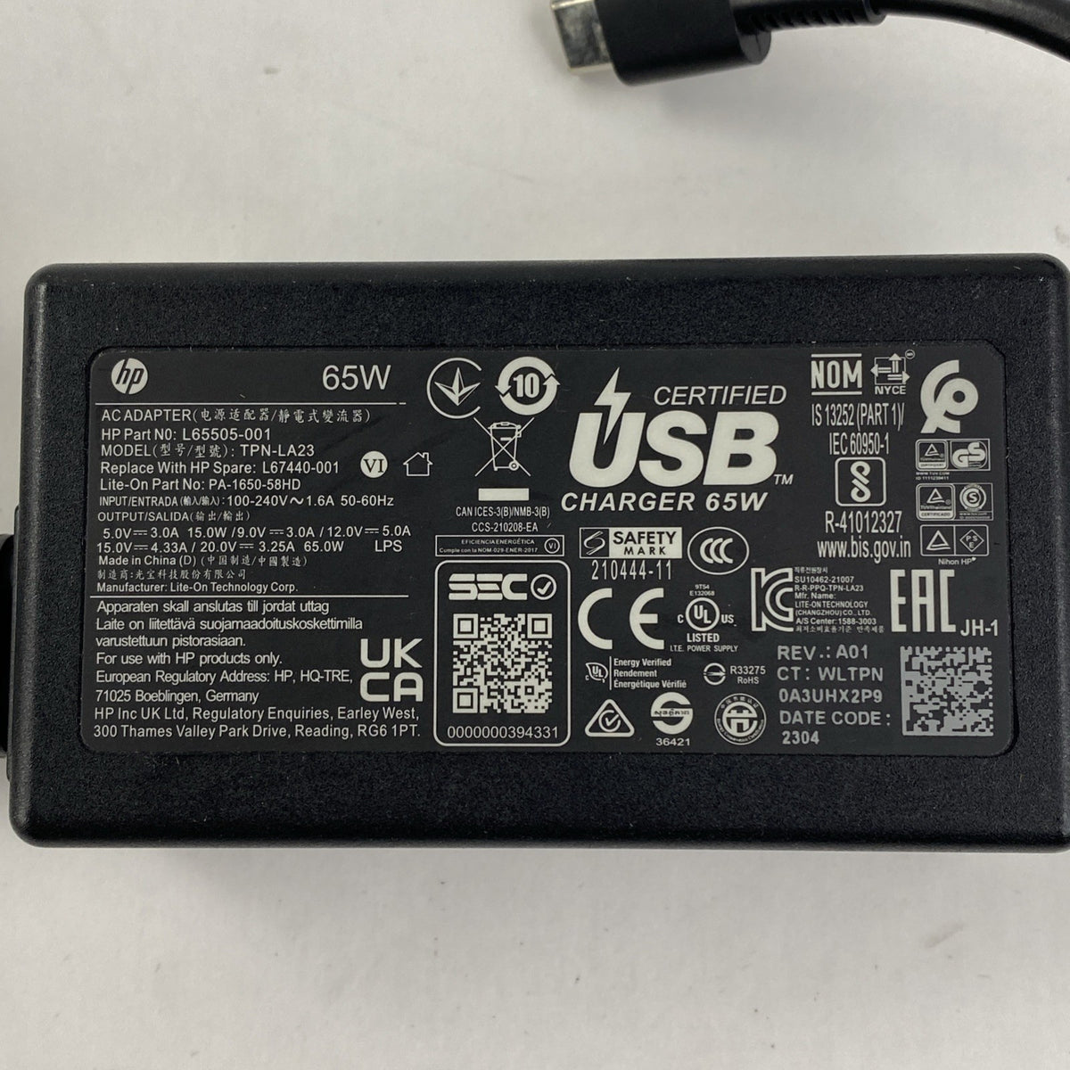 HP TPN-LA23 TPN-CA21 65W USB-C AC Adapter - Mixed Lot of 46