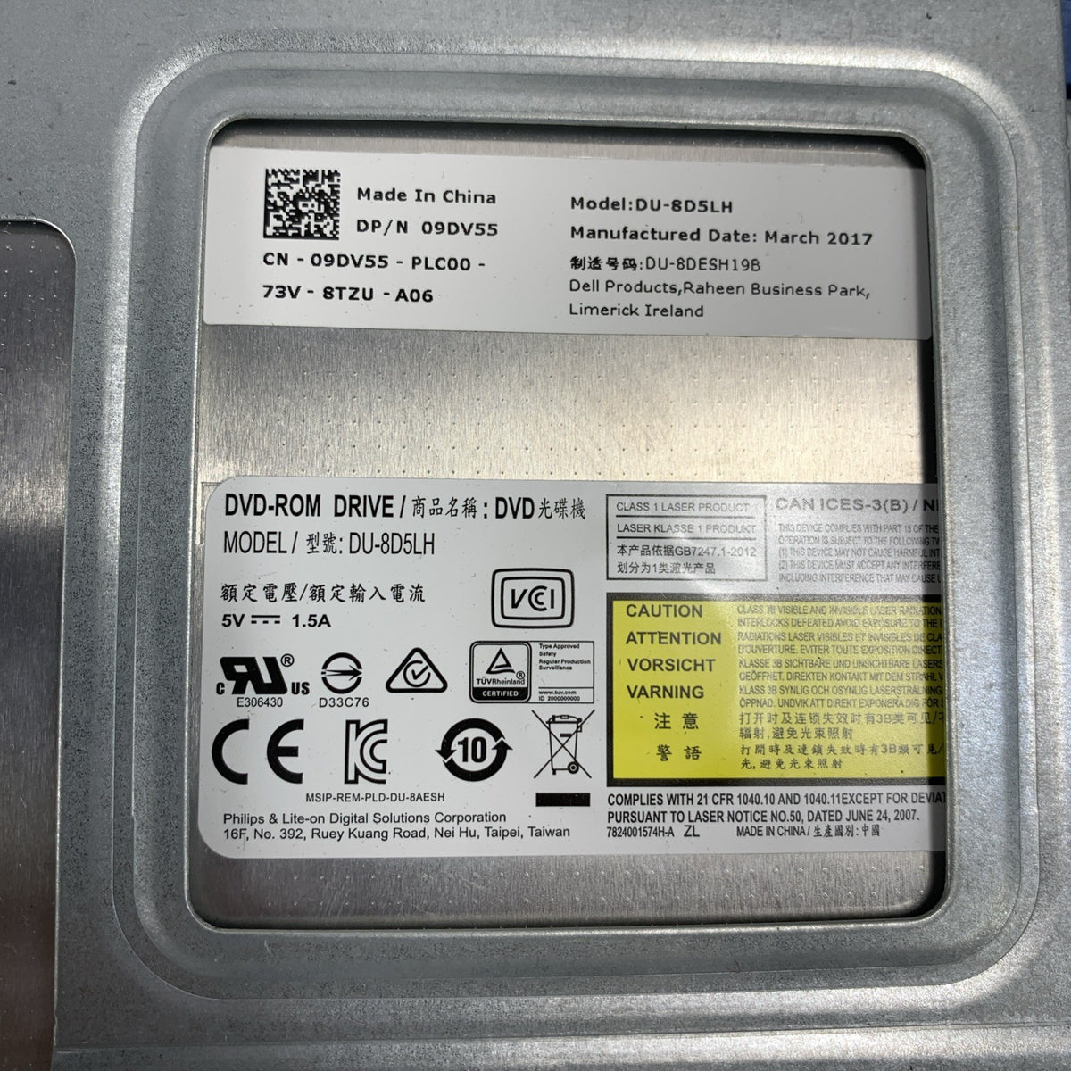 Dell Internal Ultra-Slim SATA DVD-ROM Optical Drive 09DV55 HLDS DU-8D5LH - Parts3