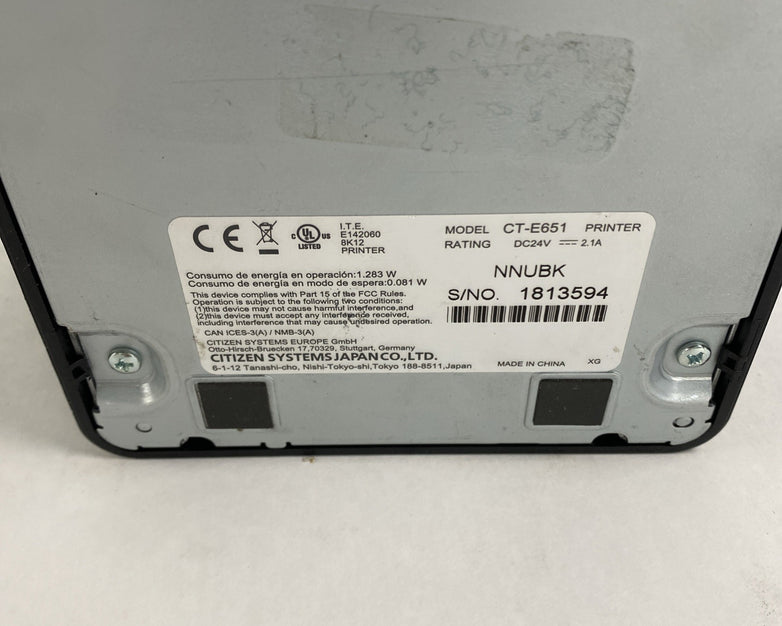 Citizen CT-E651 Thermal Printer Tested No Cords 1813594 Page Count