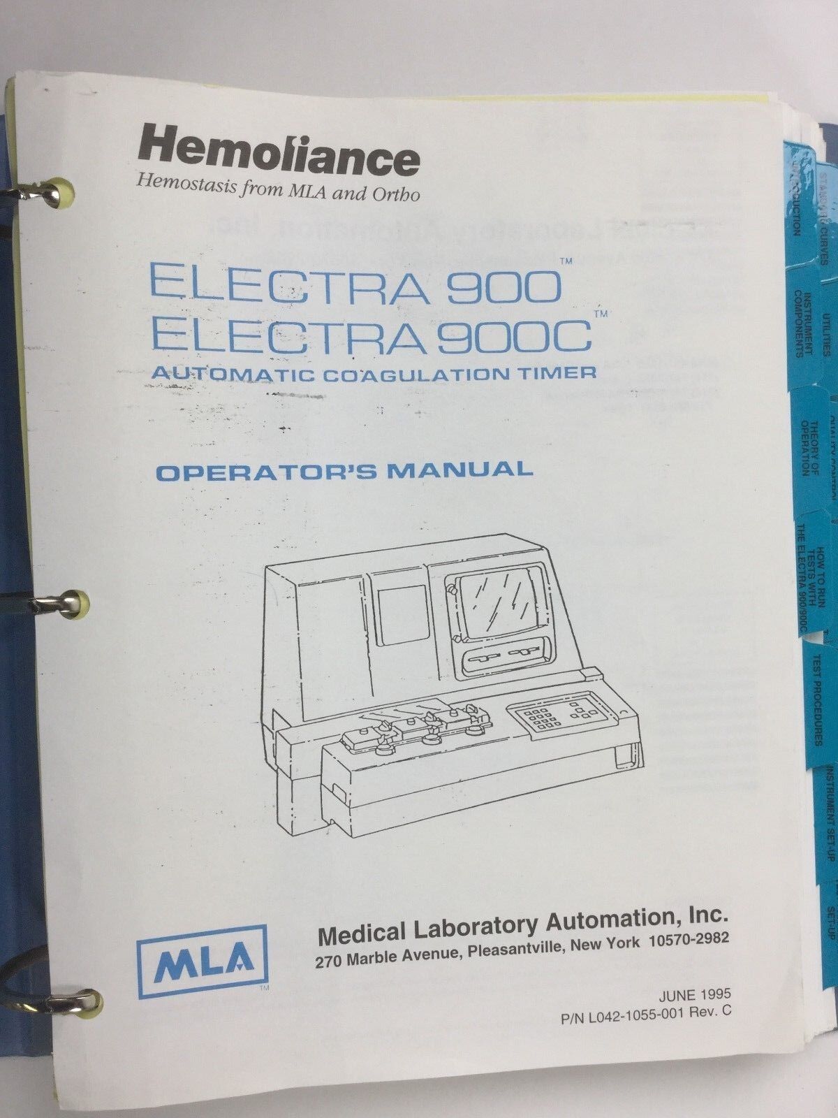 Medical Laboratory Operators Manual for Electra 900 and 900C