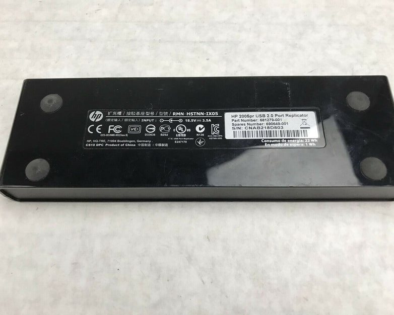 HP 2005pr USB 2.0 Port Replicator HSTNN-IX05 681279-001