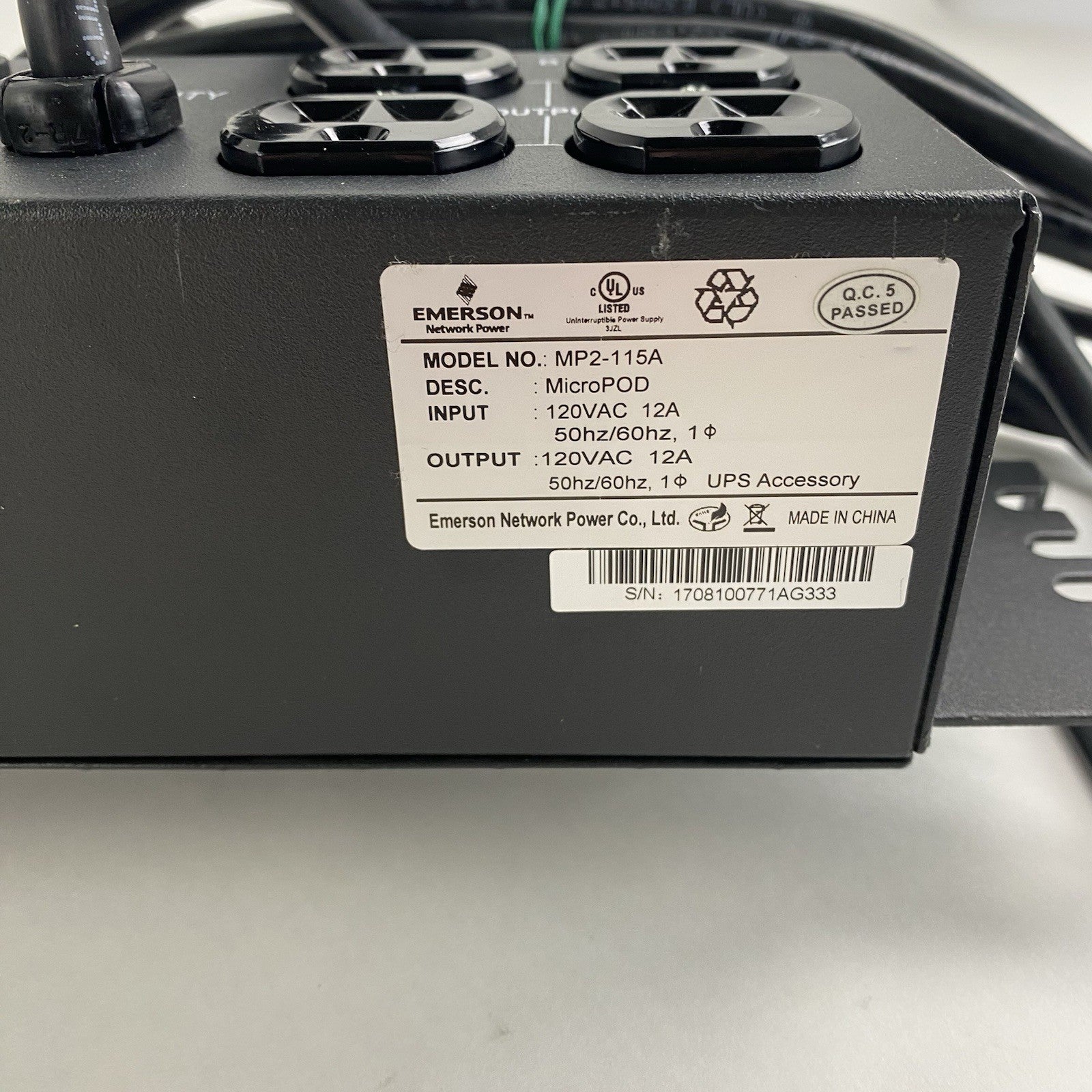Emerson MP2-115A Liebert Micro POD AC Power System 120V 12A5