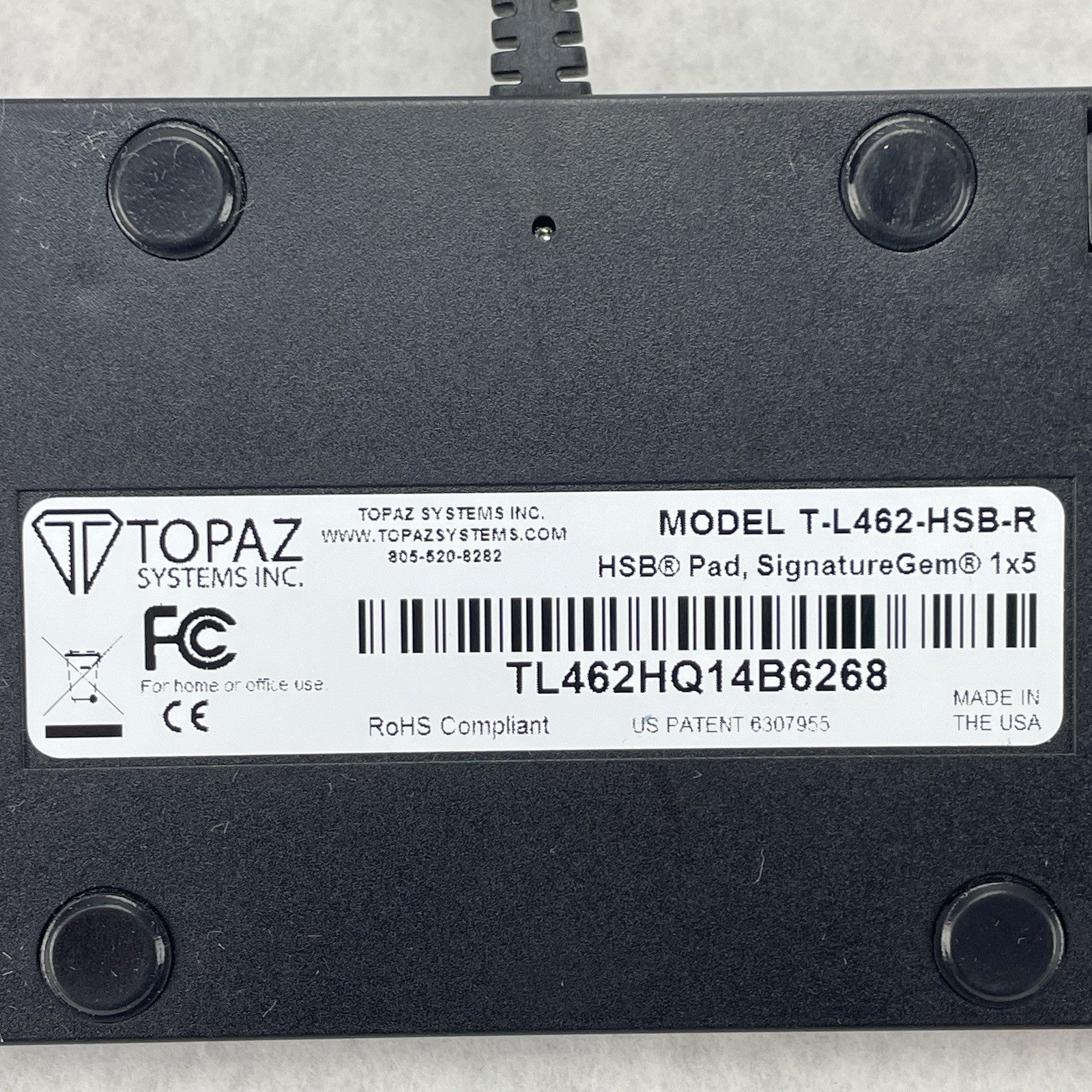 Topaz SignatureGem T-L462-HSB-R USB Signature Pad 1x5" Used Gray Cable7