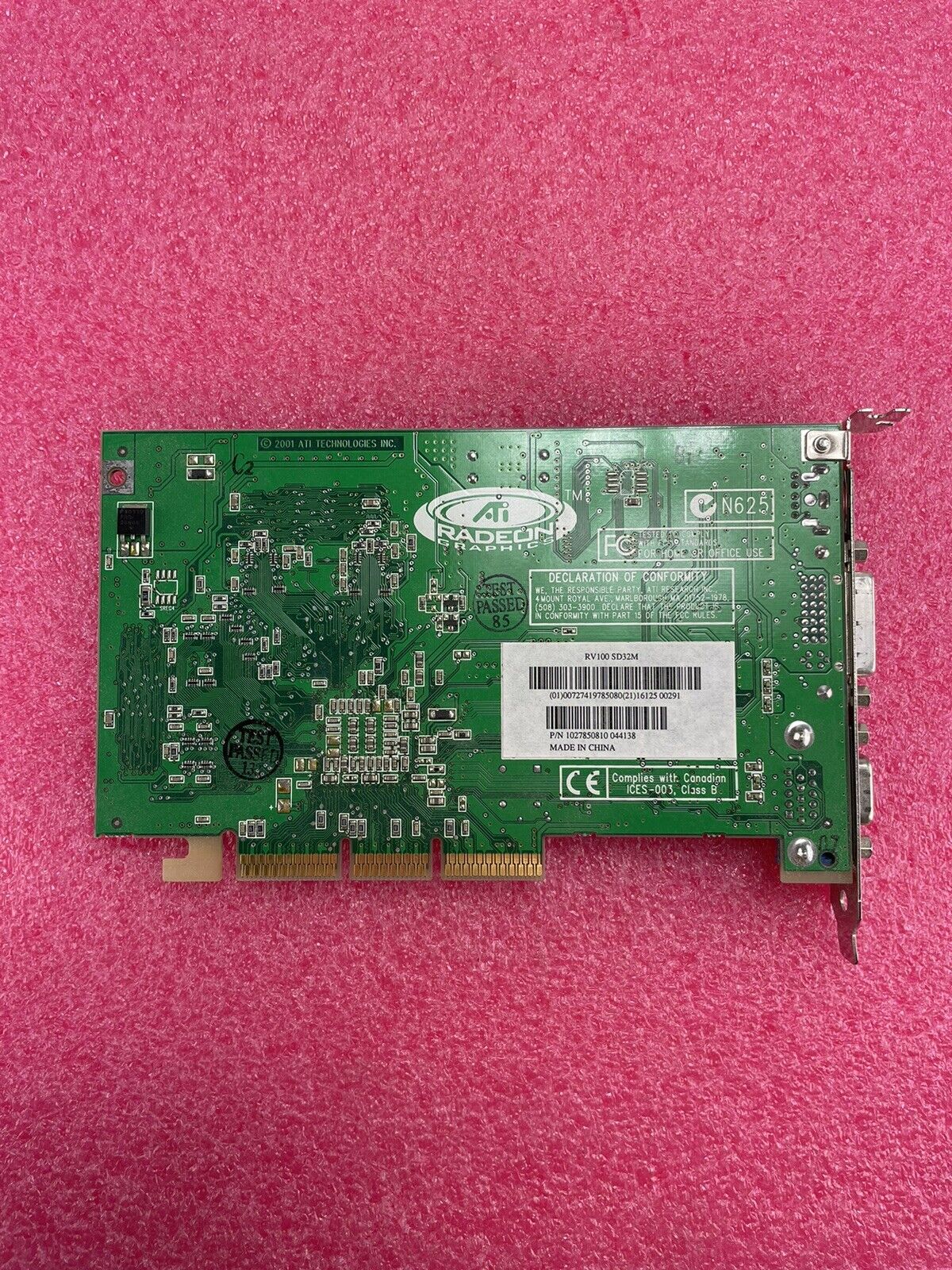 ATI Radeon RV100 SD32M 32MB AGP Graphics Card