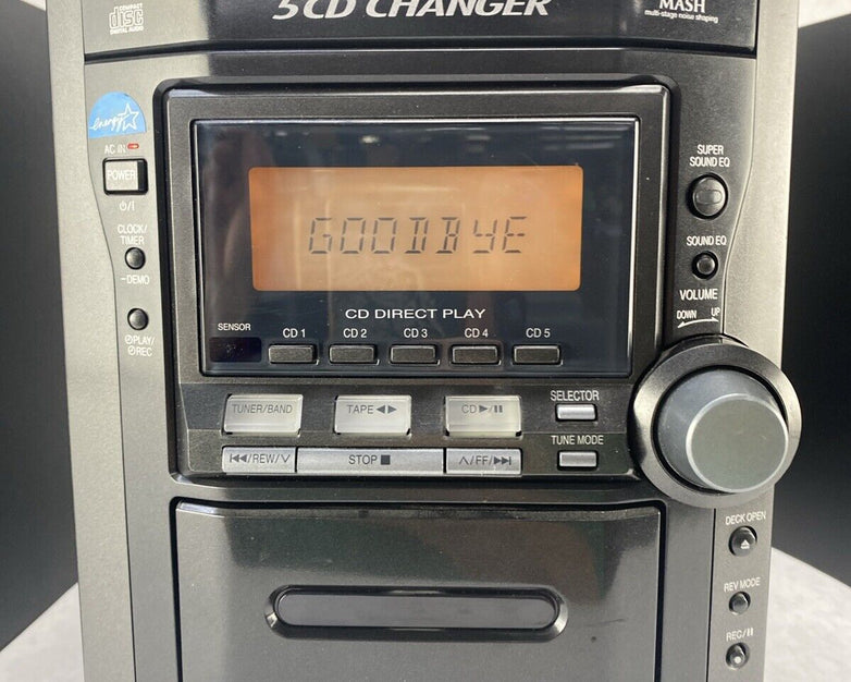 Panasonic SA-PM12 Mini Stereo 5 CD Cassette Tape SB-PM11 Speakers NO REMOTE