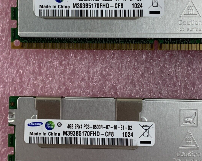 Samsung M393B5170FHD-CF8 4 GB 1067MHz ECC DDR3 Server RAM Module 2Rx4 Lot of 4x