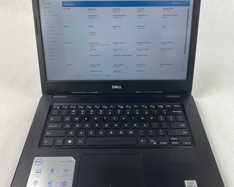 Dell Vostro 3490 14" i5-10210U 3.90GHz 16GB RAM No SSD/OS/AC - READ