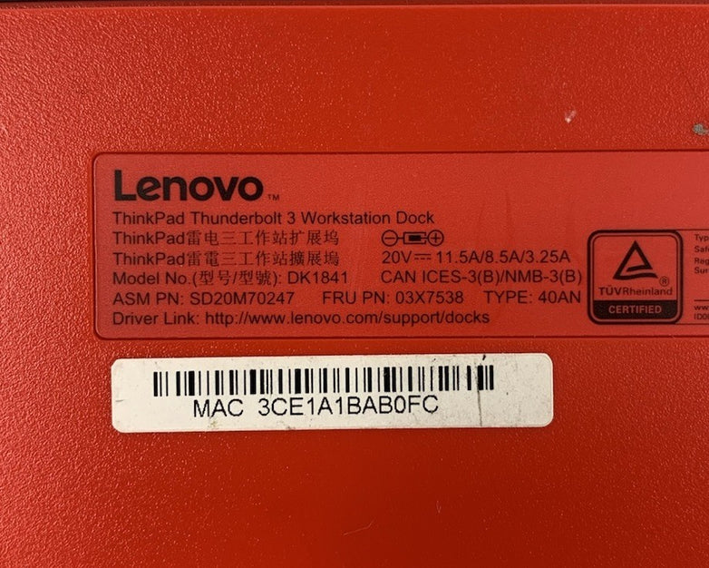 Lenovo ThinkPad DK1841 Thunderbolt 3 Workstation Dock