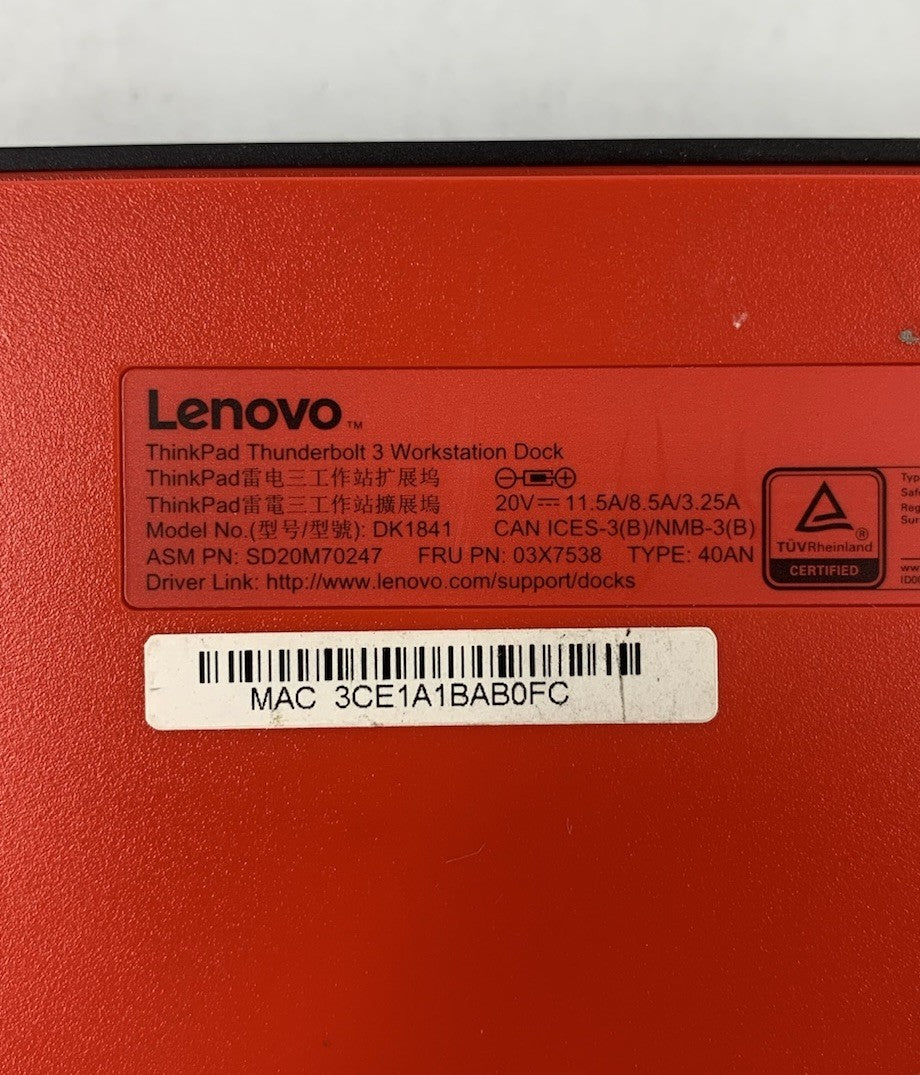 Lenovo ThinkPad DK1841 Thunderbolt 3 Workstation Dock10