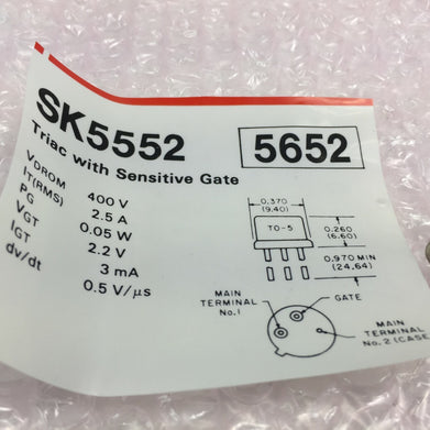 RCA SK5552 Triac with Sensitive Gate   Lot of 5   NOS