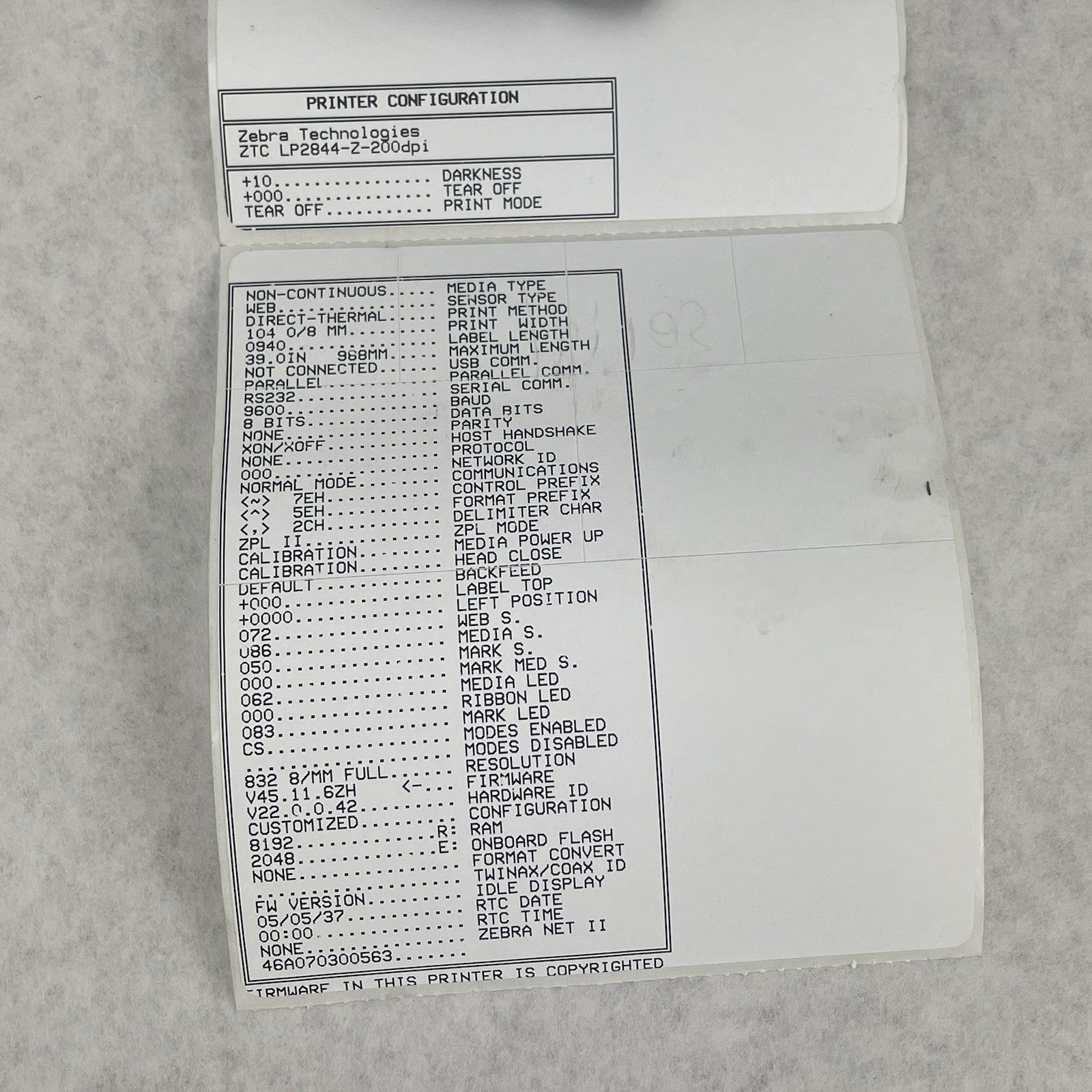 Zebra LP2844-Z Thermal Label Printer Tested Unknown Page Count No Power Cord8