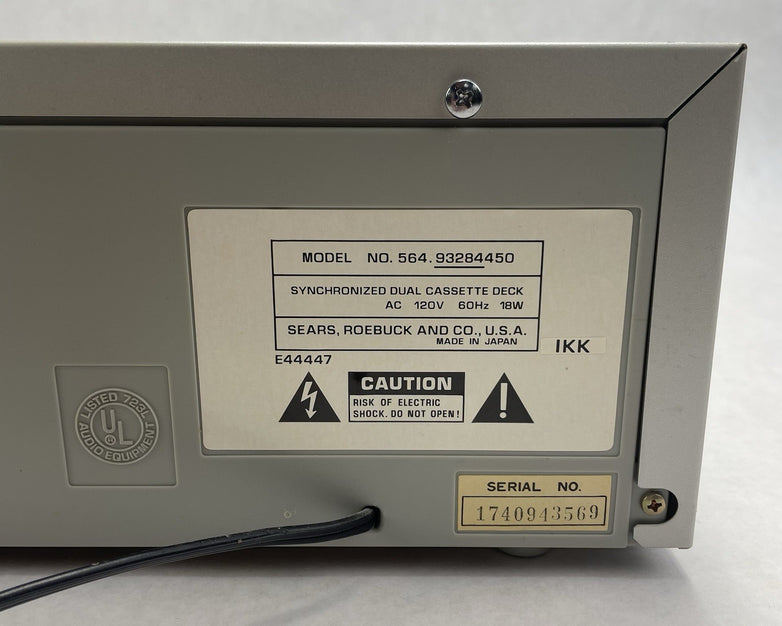 Sear's & Roebuck Double Cassette Player Reorder Tested Working Mdl 93284