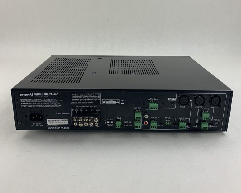 InterM PA-240 PA Mixing Amplifier No Output XLR Inputs 4-6 Parts or Repair