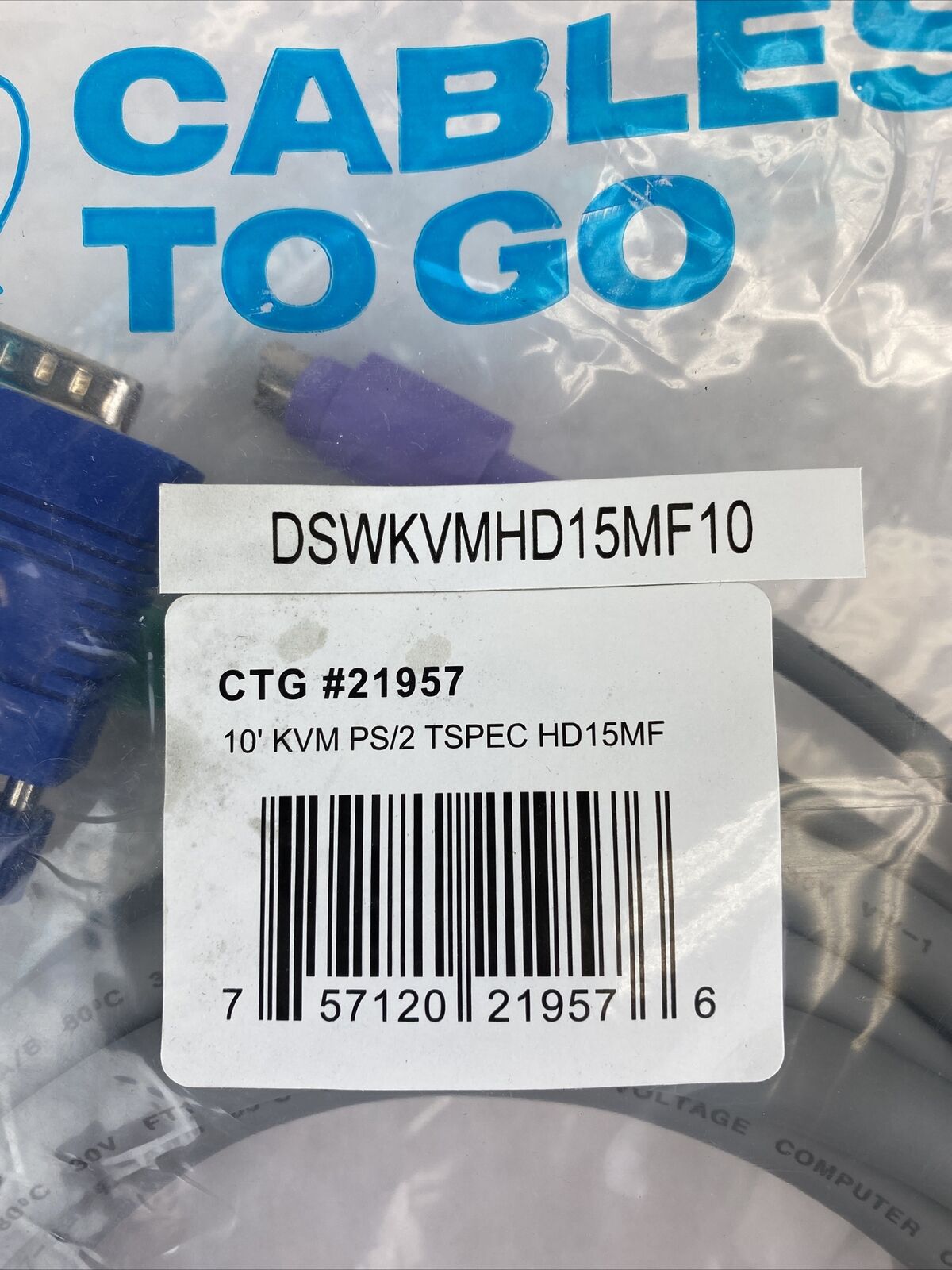 KVM Switch Cable 6-pin PS2 Keyboard Mouse & HD15 VGA Male to Male (Lot of 3)