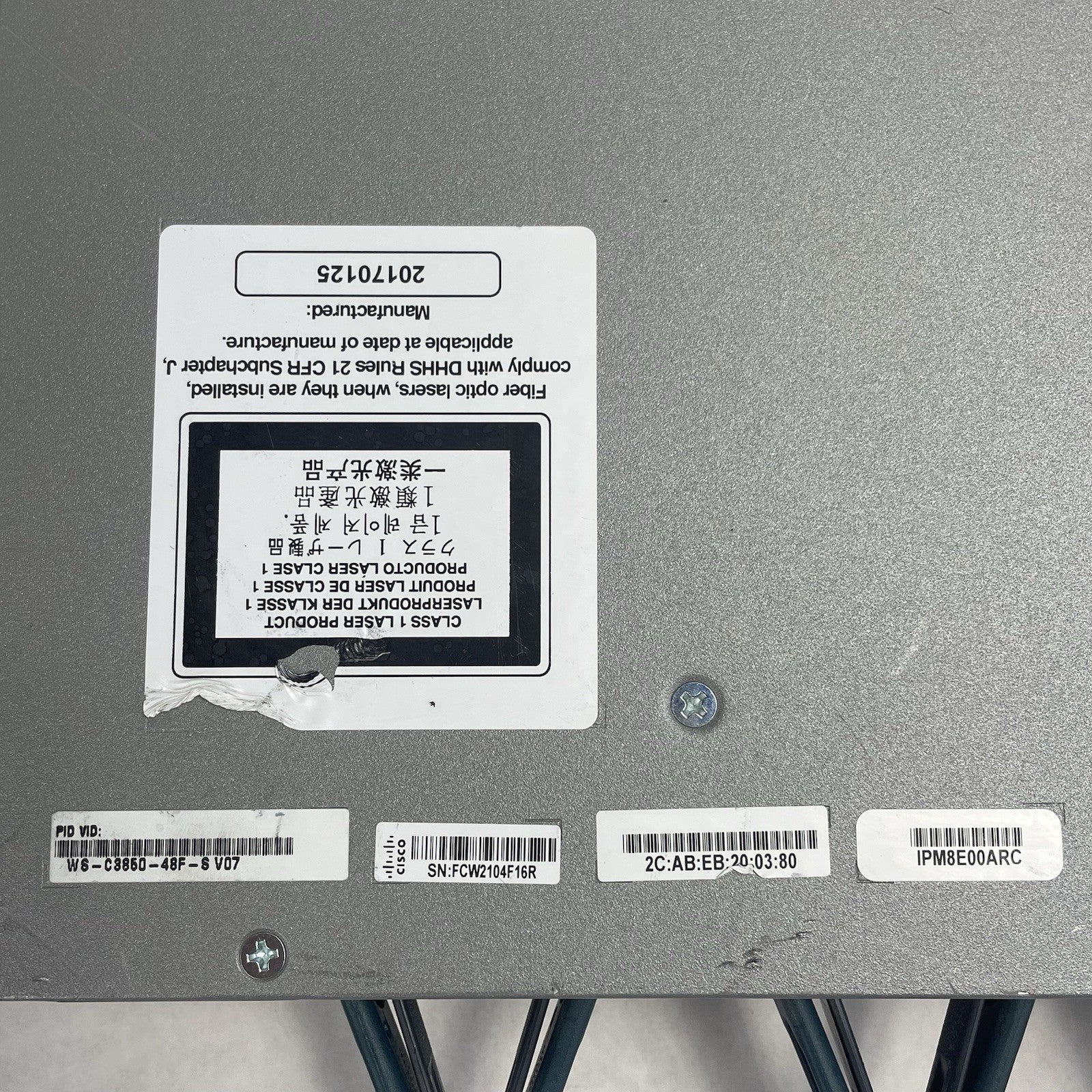 Cisco WS-C3850-48P-S 48 V07 Port Switch 1x 1100W PSU 2x 10Gig Tested & Reset18