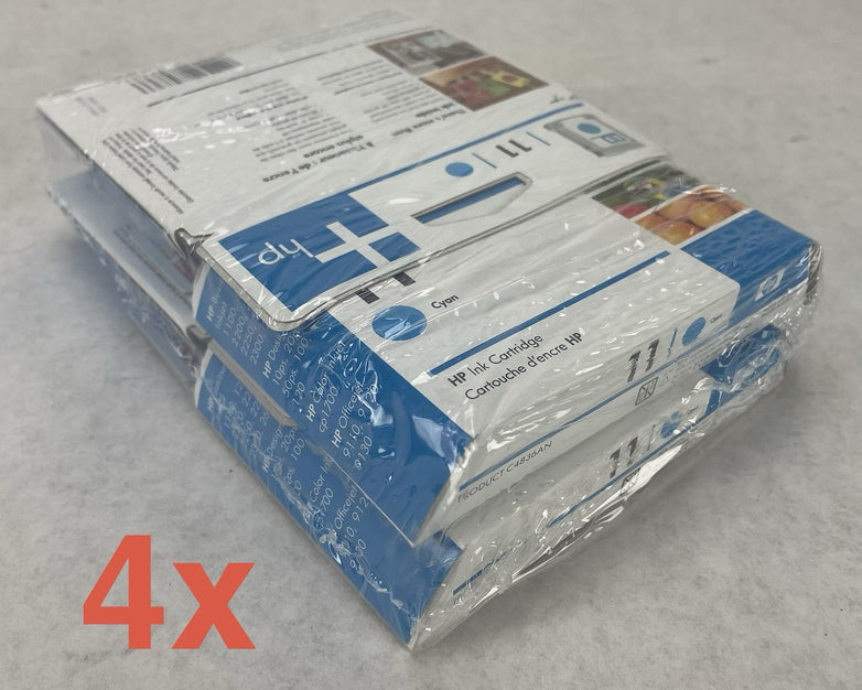 C4836AN HP 11 Ink Cartridge 1100 1200 2200 Cyan Sealed Box Lot of 4