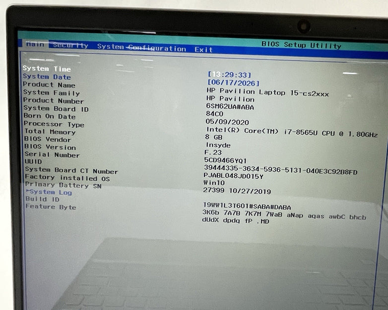 HP Pavilion 15-cs2082cl 15.6" i7-8565U 1.80 GHz 8 GB RAM No SSD/OS/AC