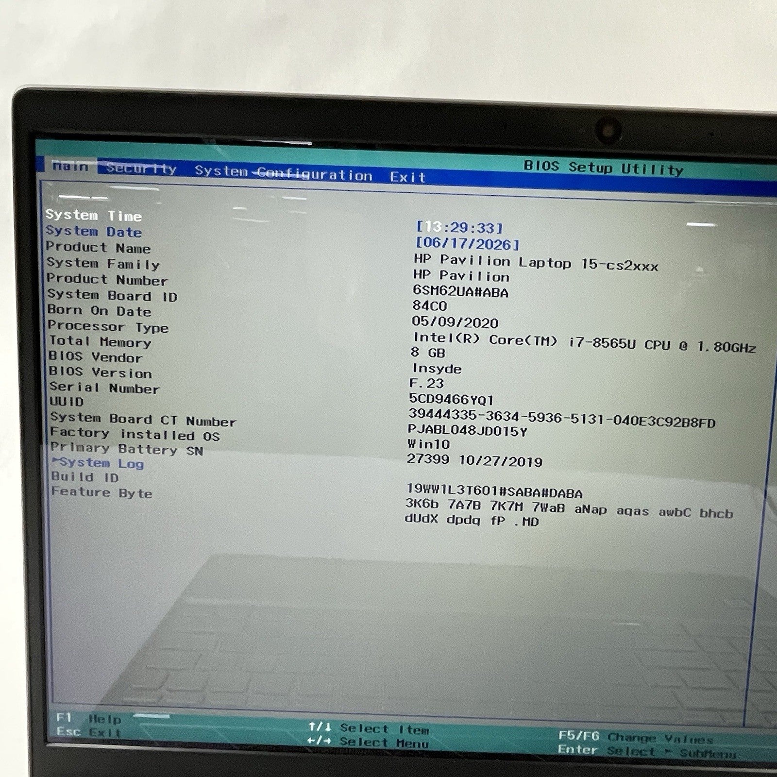 HP Pavilion 15-cs2082cl 15.6" i7-8565U 1.80 GHz 8 GB RAM No SSD/OS/AC2