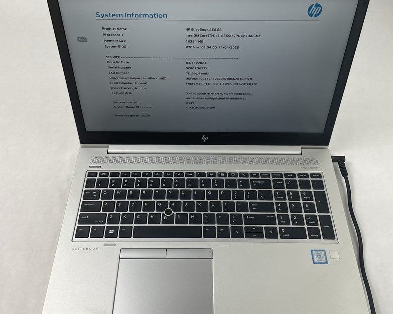 HP EliteDesk 850 G6 15.6" i5-8365U 1.60 GHz 16 GB RAM No SSD/OS/AC - READ