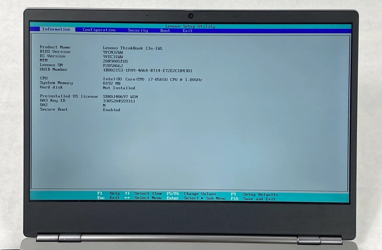 Lenovo ThinkBook 13s-IWL i7-8565U 1.8GHz 8GB RAM 13.3" No Battery No HDD No OS