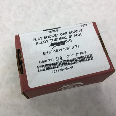 Brighton Flat Socket Cap Screw Alloy Thermal Black 5/16" - 18x1  3/8"  Box of 25