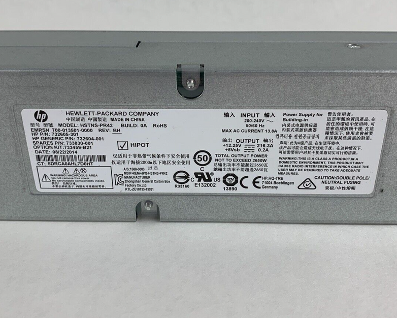 HP HSTNS-PR42 2650W Platinum Plug Blade Power Supply for C7000 Tested Lot of 2