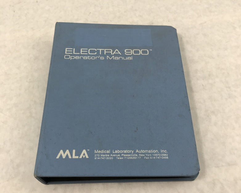MLA Electra 900 Medical Laboratory Operators Manual for Electra 900 and 900C