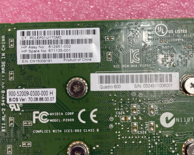Nvidia Quadro 600 1GB GDDR3 DisplayPort DVI PCIe x16 Graphics Video Card 03T8009